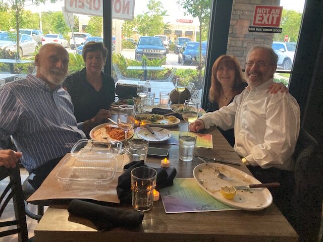 Enjoying a meal at ZIMI Italian restaurant in Delray Beach after the Rainbow in the Night Movie Premiere (Life Story of Jane Goldie Winn) in Delray Beach Florida