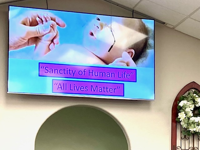 Jane Goldie Winn speaking on Sanctity of Human Life at Cornerstone Fellowship Church in WPB FL